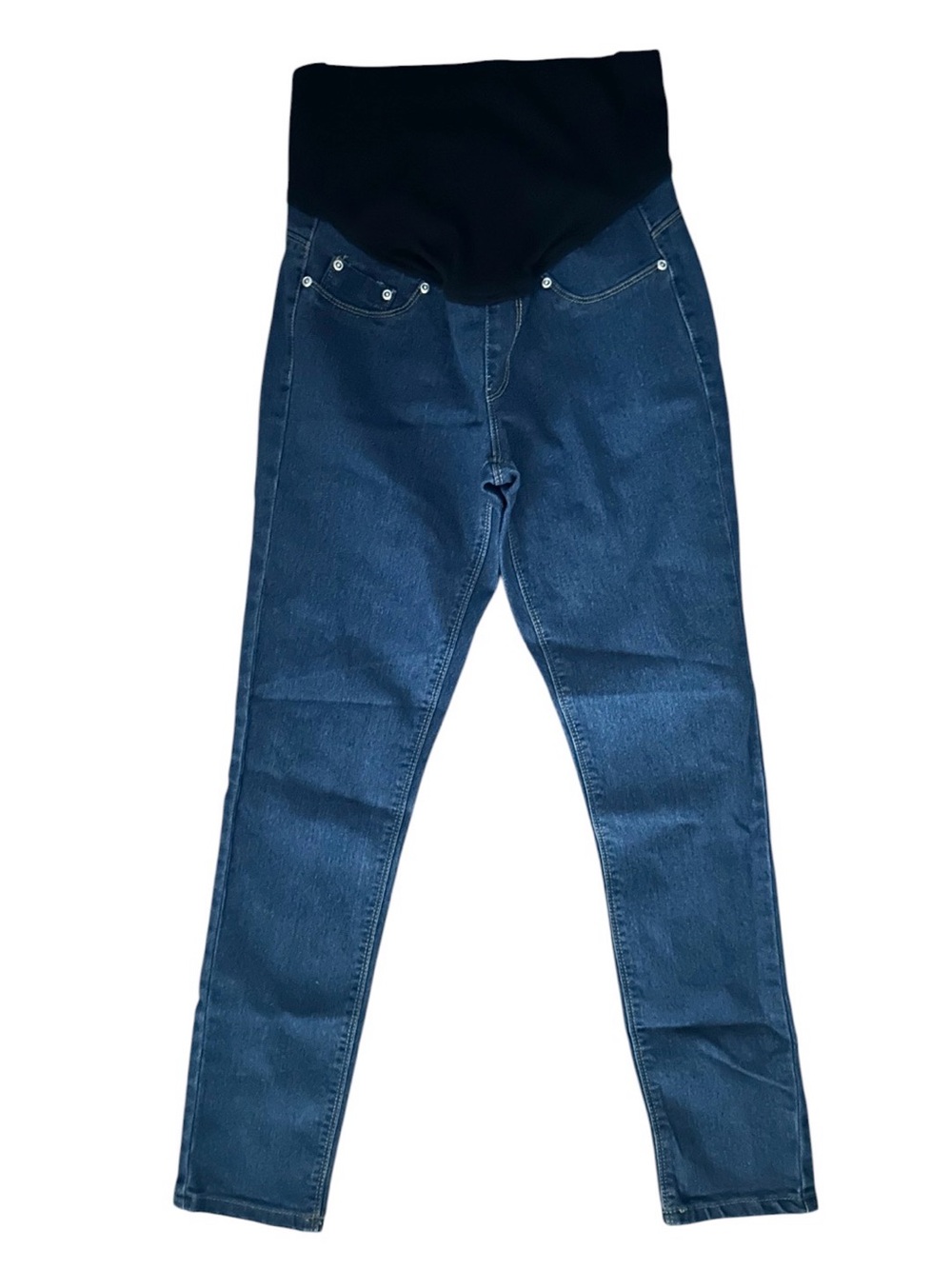 Maternity Skinny Boohoo Dark Blue Jeans Black Overband 4